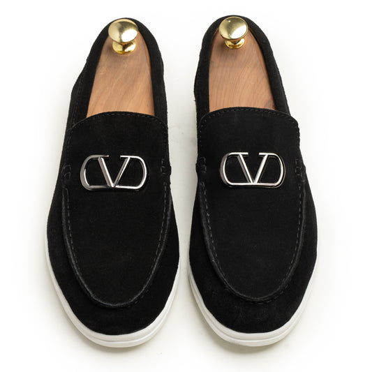 Black Suede Leather Loafers - SM01