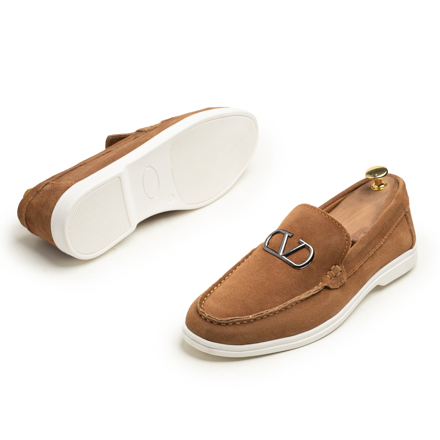 SAMAS Leather Tan Suede Loafers