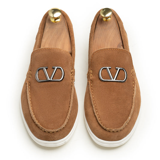 Mustard Suede Leather Loafers - SM01