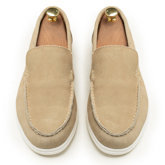 Beige Suede Leather Loafers - SM02