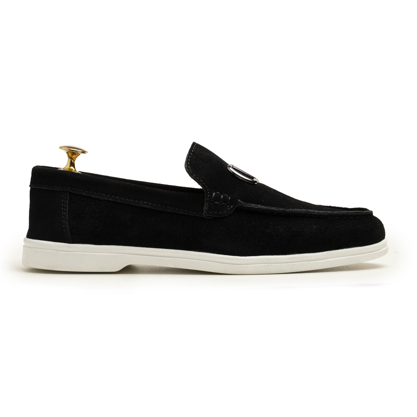 SAMAS Leather Black Suede Loafers