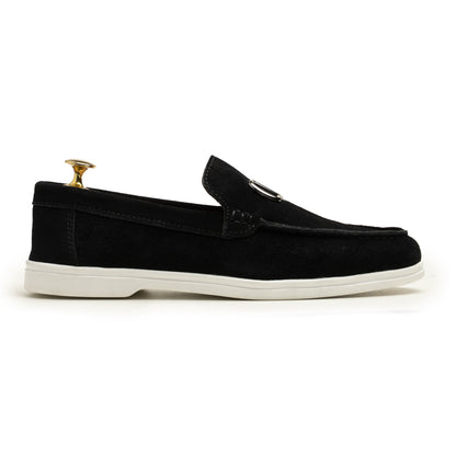 Black Suede Leather Loafers - SM01