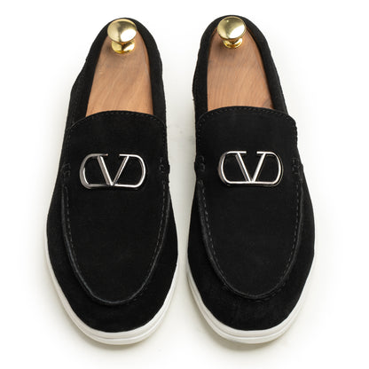 Black Suede Leather Loafers - SM01