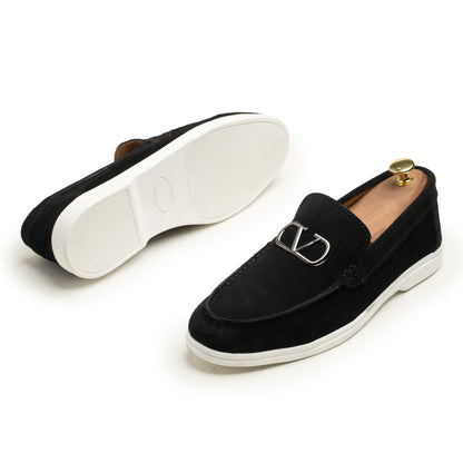 Black Suede Leather Loafers - SM01