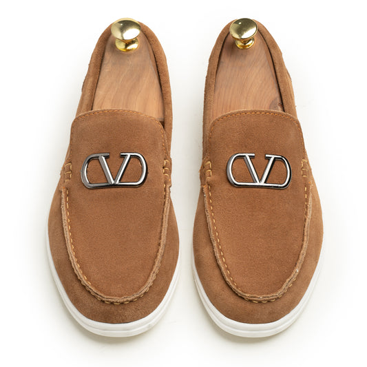 SAMAS Leather Tan Suede Loafers