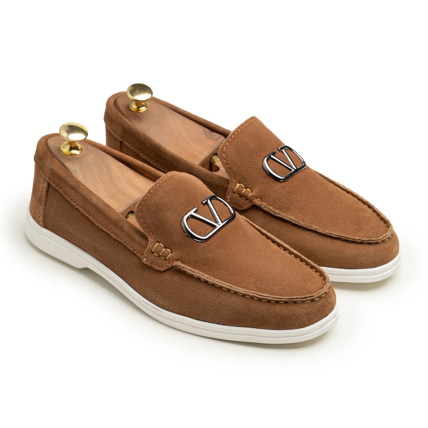 SAMAS Leather Tan Suede Loafers