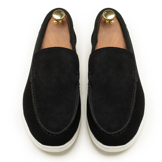 Black Suede Leather Loafers - SM02