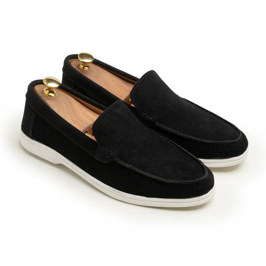 Black Suede Leather Loafers - SM02