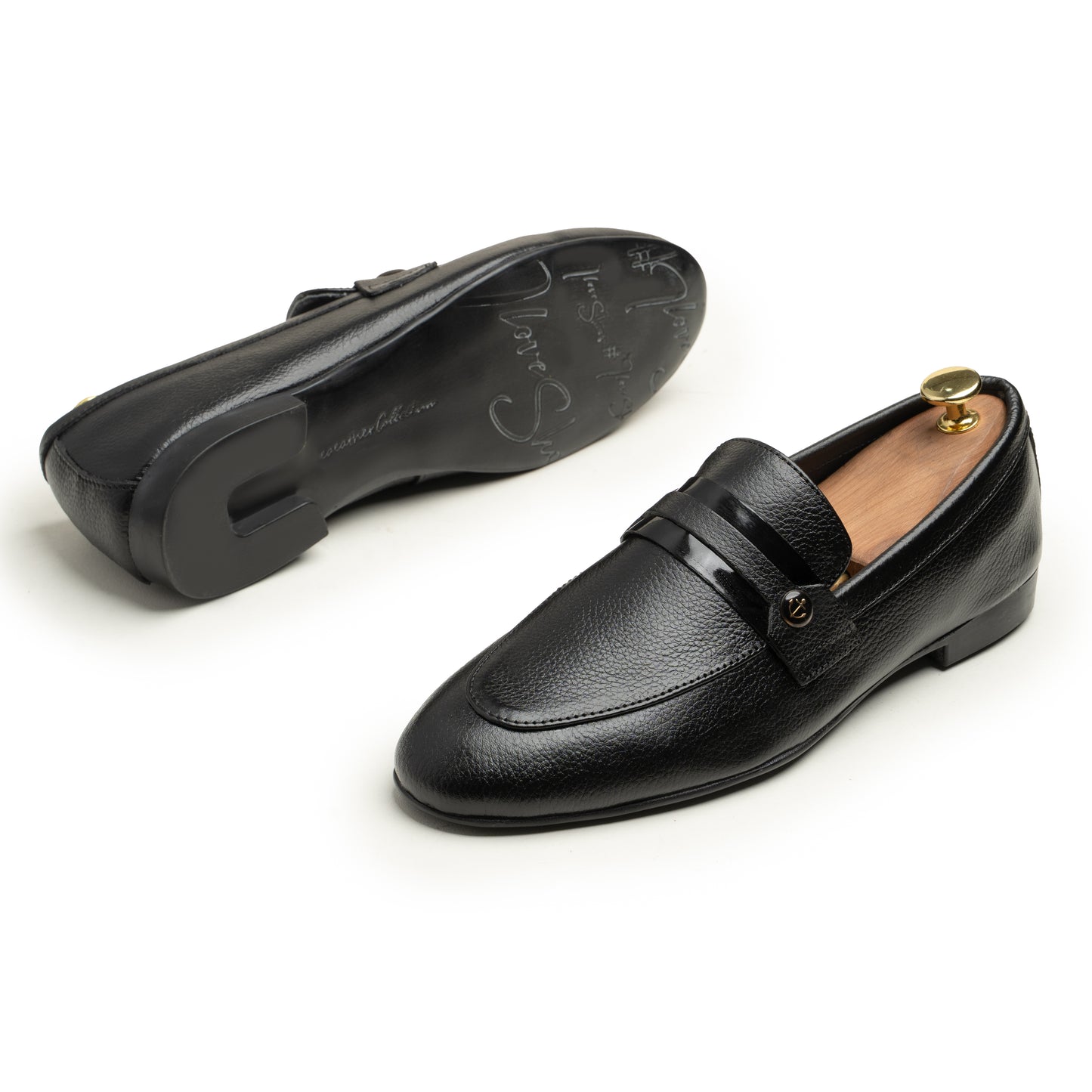 SAMAS Leather Classic Black Dress Shoes