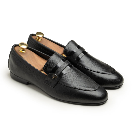 SAMAS Leather Classic Black Dress Shoes