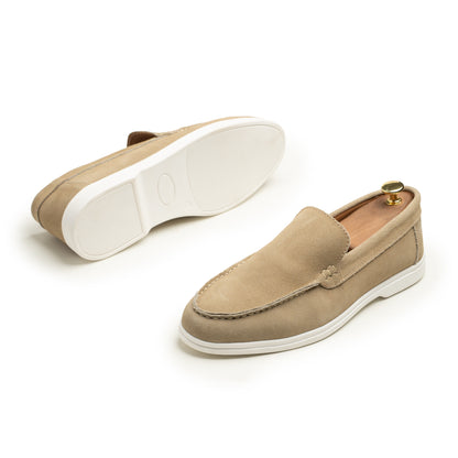 Beige Suede Leather Loafers - SM02