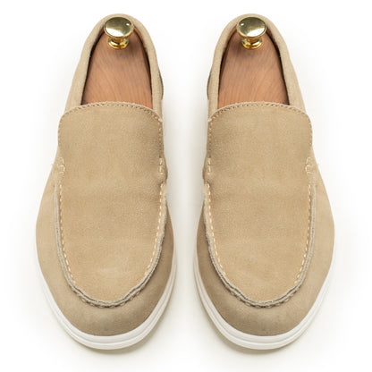 Beige Suede Leather Loafers - SM02