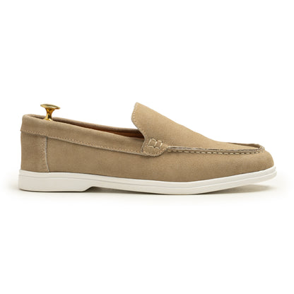 Beige Suede Leather Loafers - SM02