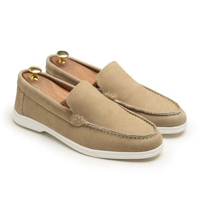 Beige Suede Leather Loafers - SM02