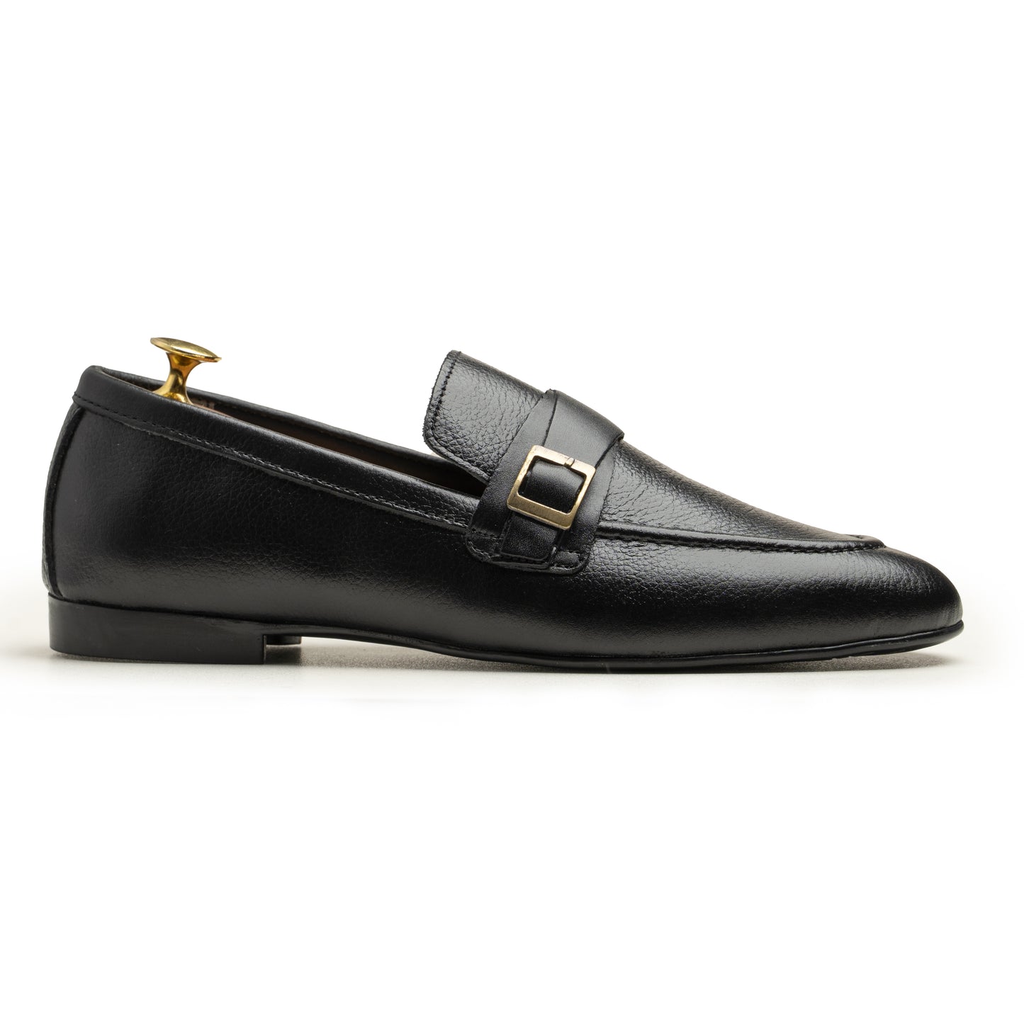 SAMAS Leather Black Buckle Dress Shoes