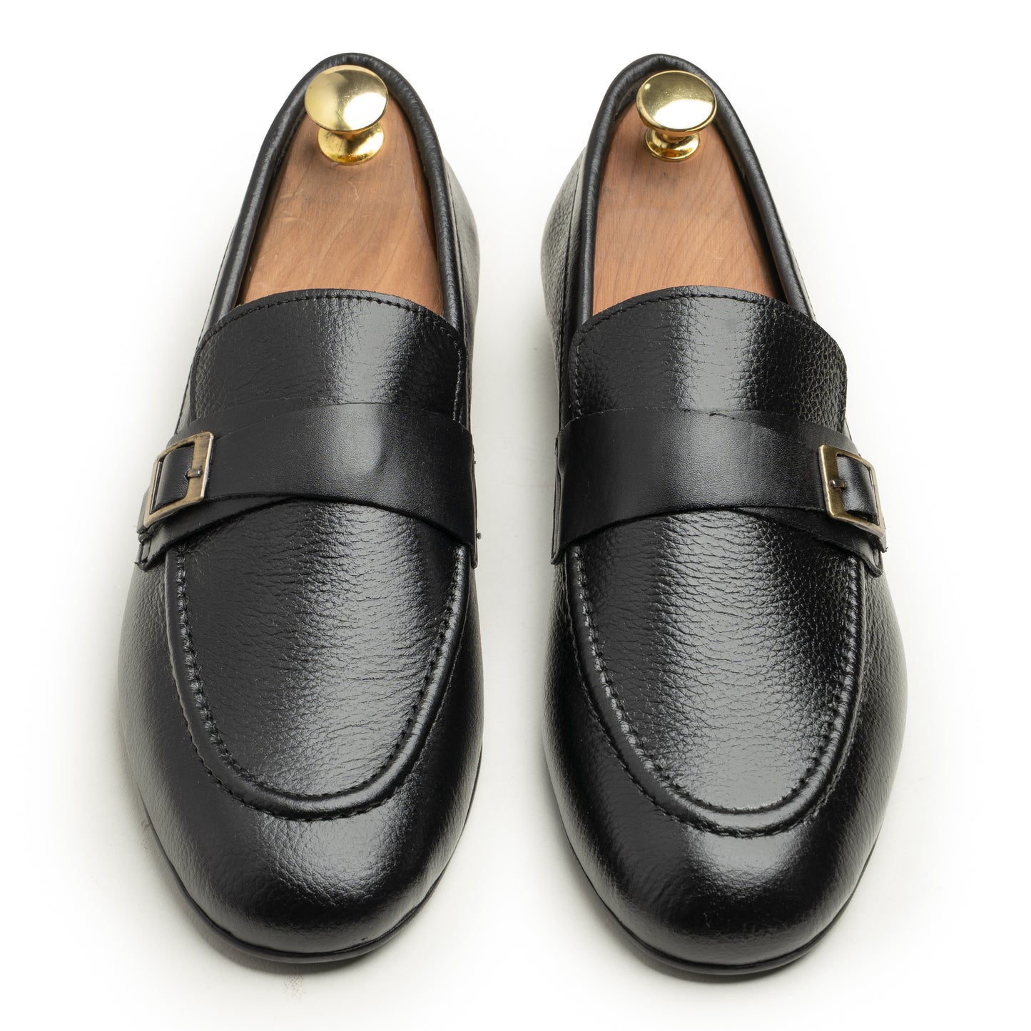 SAMAS Leather Black Buckle Dress Shoes